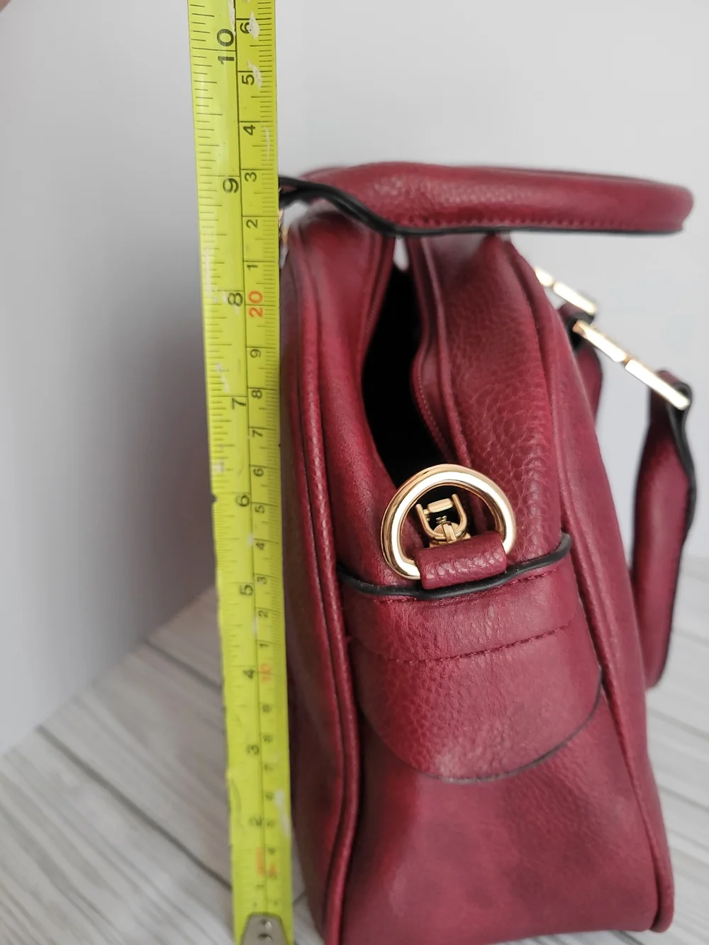 Montana West Burgundy Structured Satchel with Tassel Charm